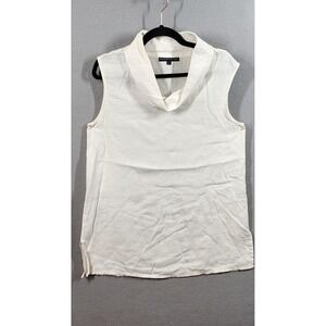 Linen Womens Sleeveless Shirt Medium White Linen Sleeveless Cowl Neck Blouse Top